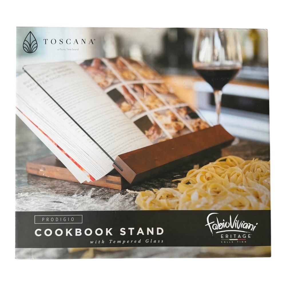 Toscana Adjustable Cookbook Book Stand Tempered Glass Brown Rectangle 13.1x8.9"